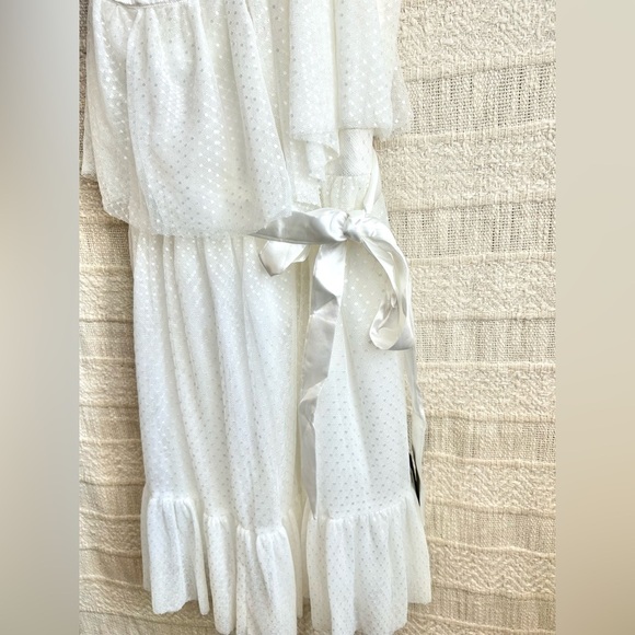 LULUS Adorable Event White Mesh One-Shoulder Swiss Dot Mini Dress Bridal - Picture 13 of 16